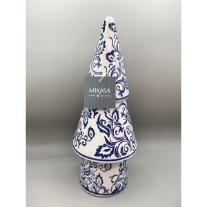 Mikasa 12 in White 2-Tier Daisy Chinoiserie Ceramic Christmas Tree NEW